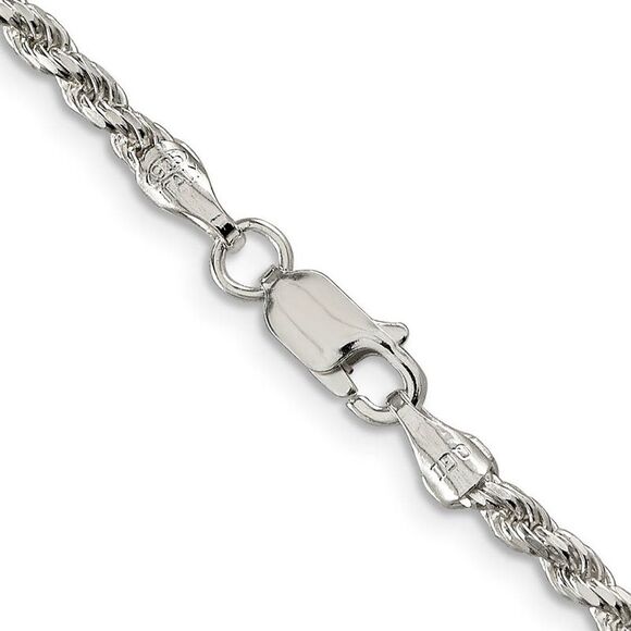 2.75mm Sterling Silver, Diamond Cut Rope Chain Necklace, 16 Inch - Picture 3 of 6